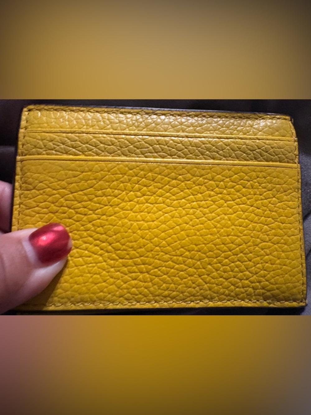 Michael Kors Pebbled Leather Compact ID  Wallet in Vibrant Yellow with Gold Logo - Picture 3 of 4